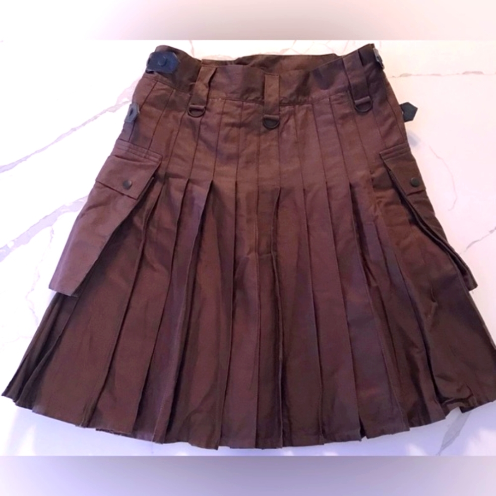 Source Unknown Men's Brown Utility Kilt Skirt